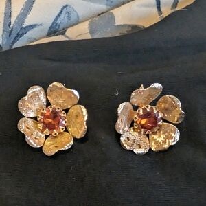 Sarah Coventry Earrings Ember Flower Collection. Clip On Earrings